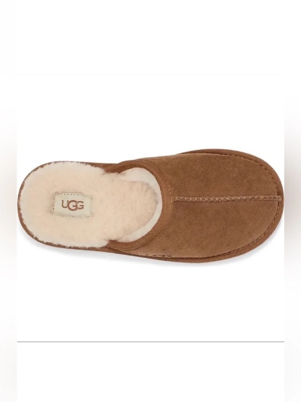 UGG Keegan Chestnut Suede Shearling Slide Slippers Kids Size 10 Cozy Comfort